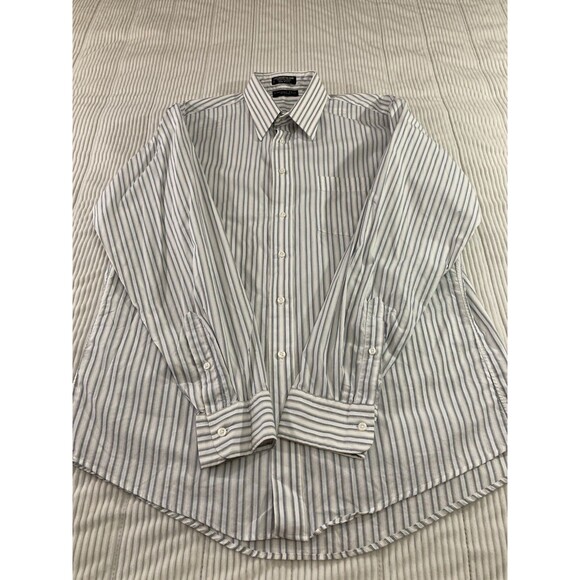 Christian Dior Monsieur Men’s 16 Blue Tan Stripe Button Up Long Sleeve Luxury - Picture 3 of 7